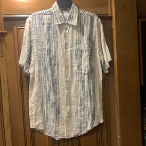 NWOT NNO7 No Nationality Jens 5220 Short Sleeve 100% Linen Shirt Size Small